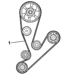 TOOTHED TIMING BELT - R R WITH ENGINE REMOVED