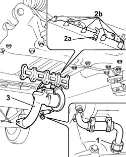 TURBOCHARGER UNIT - EXHAUST MANIFOLD - COUPLING SLEEVE AND EXHAUST PIPES - R R