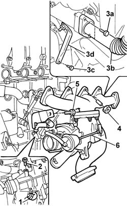 TURBOCHARGER UNIT - EXHAUST MANIFOLD - COUPLING SLEEVE AND EXHAUST PIPES - R R