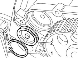 EXHAUST CAMSHAFT FRONT SEAL IN CAMSHAFT HOUSING - REPLACE