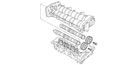 CAMSHAFT (1) IN CAMSHAFT HOUSINGS (2)
