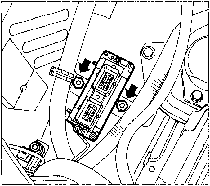 Illustrates removal of engine control module connector