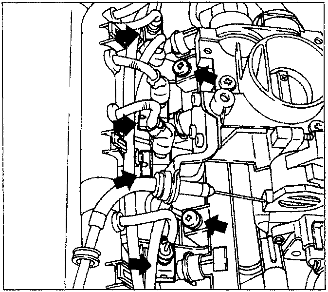 Illustrates throttle body and intake manifold removal steps