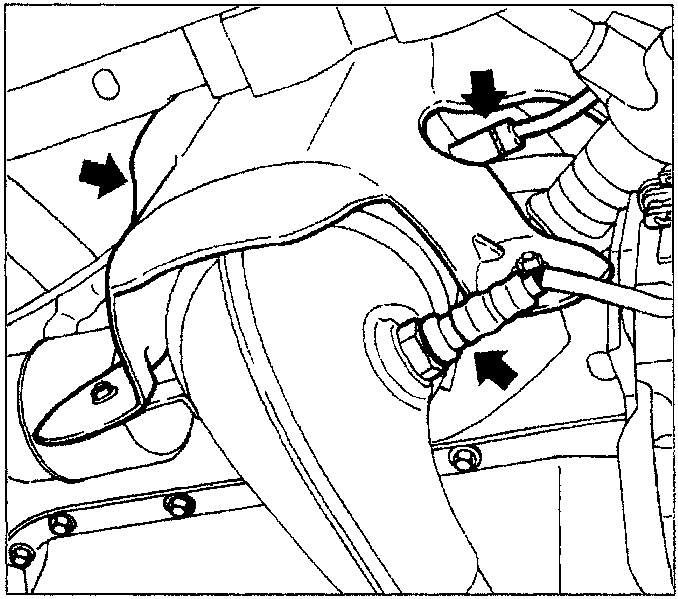 Diagram showing the exhaust sensor connection area with arrows indicating disconnect points.