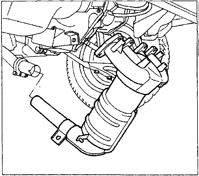 Diagram showing the underside of the engine area with the exhaust manifold and associated pipes
