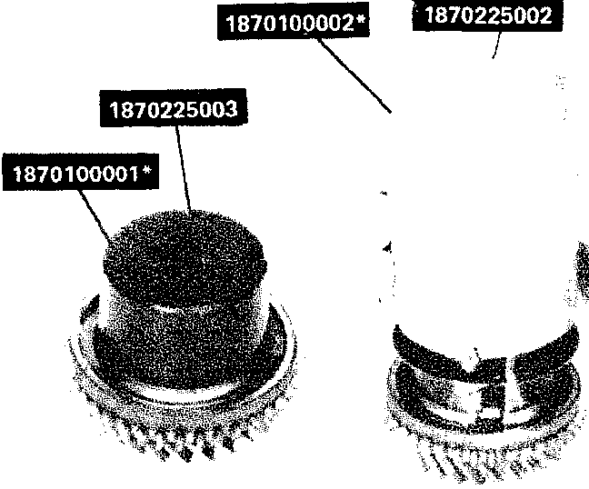 Fitting synchronizer unit circlip with part numbers 1870100001*, 1870100002*, 1870225002, 1870225003