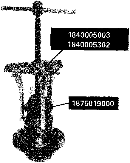 Tool assembly with part numbers 1840005003, 1840005302, and 1875019000 used for removing roller bearings