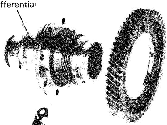 Differential assembly showing satellite carrier shaft safety plate and reference marks on the casing halves