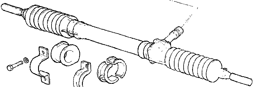 Steering rack and pinion assembly with mounting brackets and fasteners