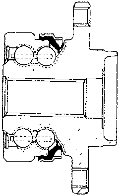 Cross-section diagram of hub and bearing internal components