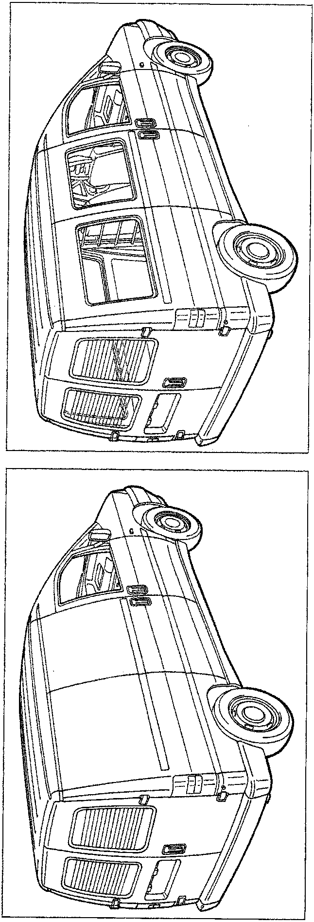 Line drawing of the armoured van version from a top-front three-quarter angle