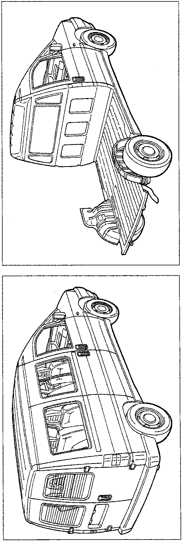 Line drawing of the rear section of a Scudo Cruiser version with floor panel, viewed from above