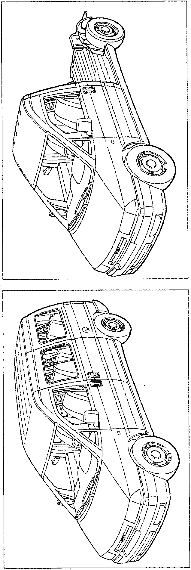 Line drawing of a Scudo Cruiser version with floor panel, viewed from above