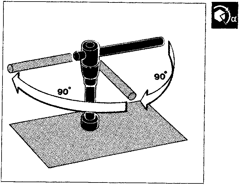 Illustration of angular tightening showing a 90° rotation applied twice to a cylinder head bolt.