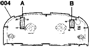 Diagram of the underside of the instrument panel showing mounting points and connectors labeled A and B.