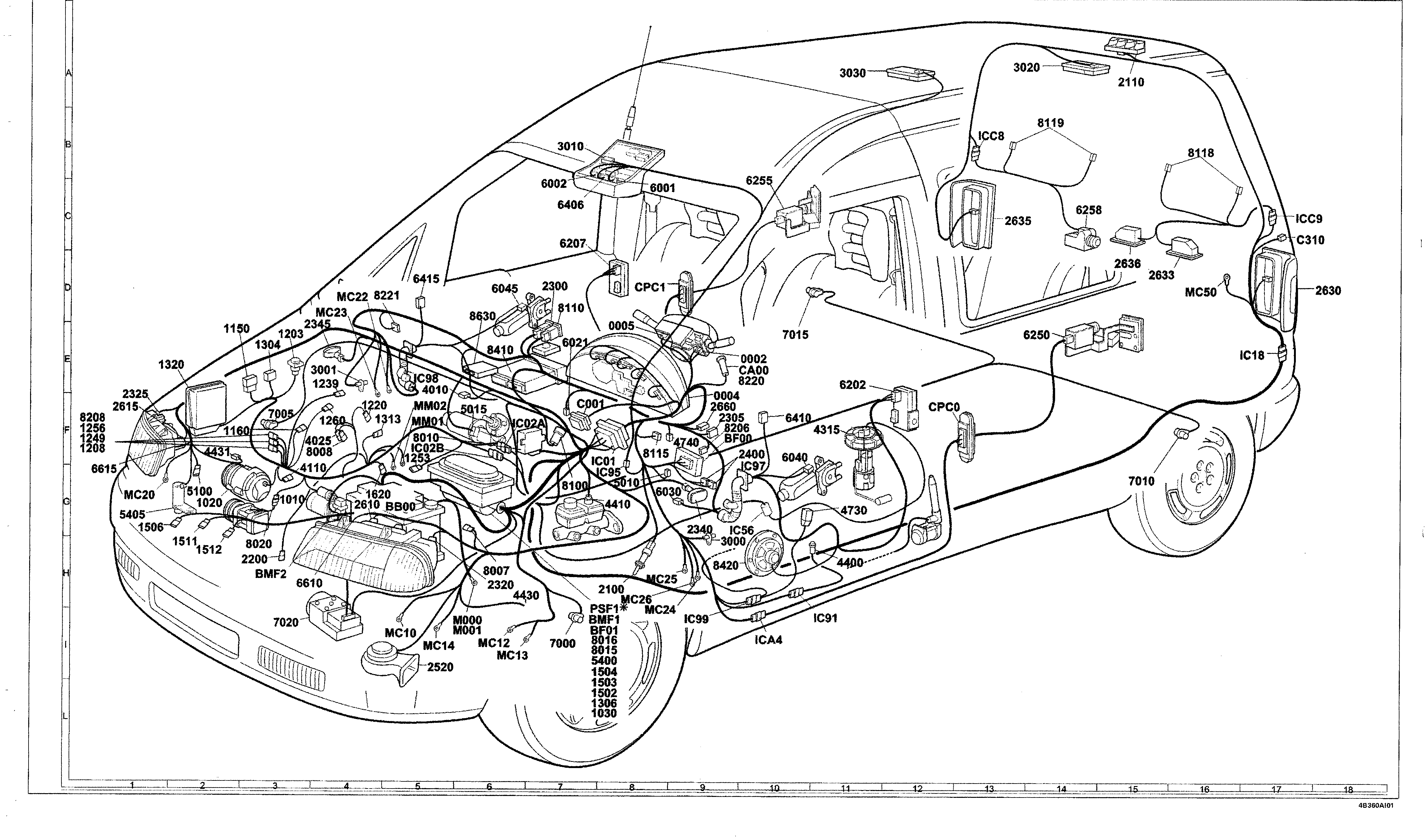 Fiat Scudo wiring diagram: 55 ELECTRICAL EQUIPMENT – Perspective views (99 range)