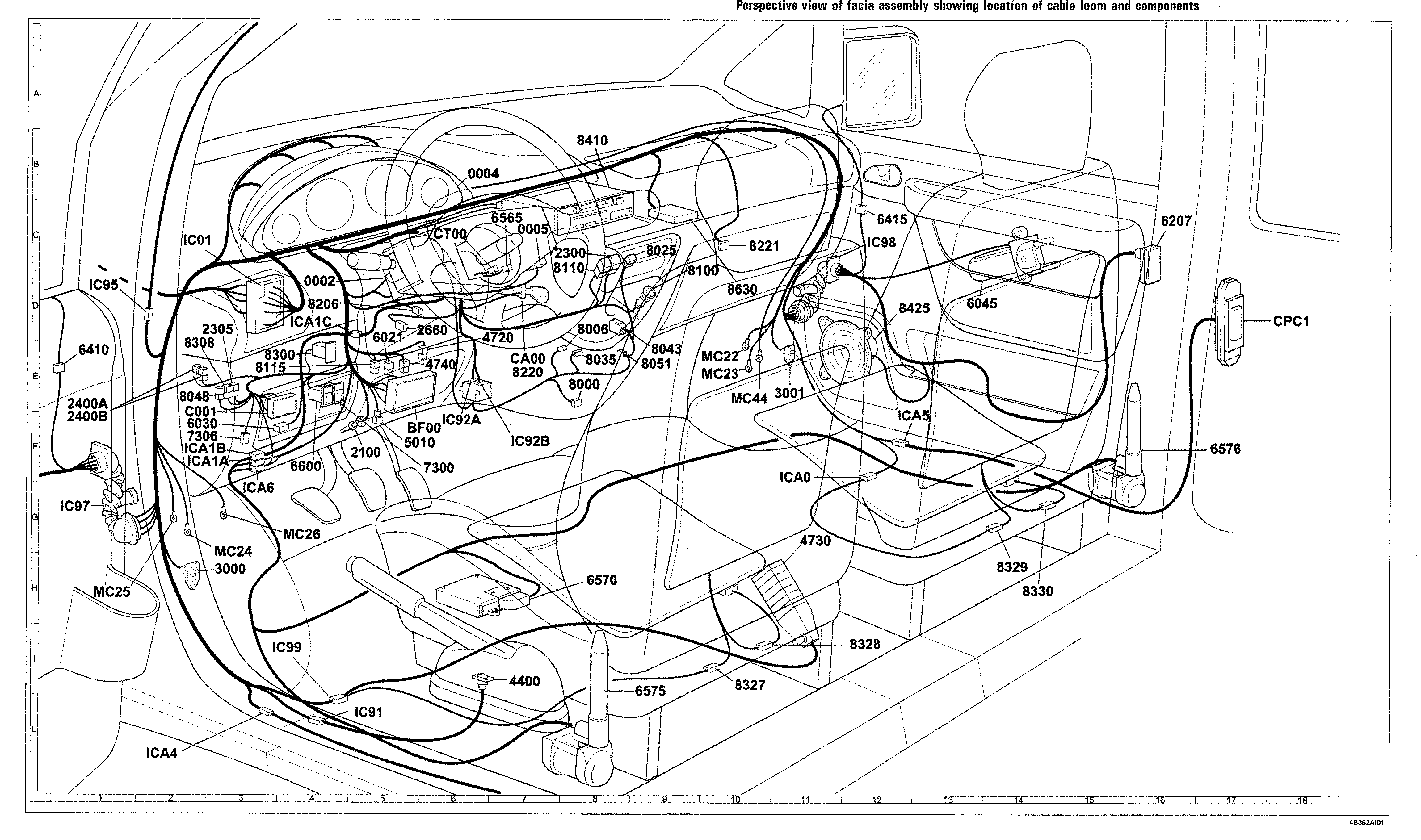 Fiat Scudo wiring diagram: 55 ELECTRICAL EQUIPMENT – Perspective views (99 range)