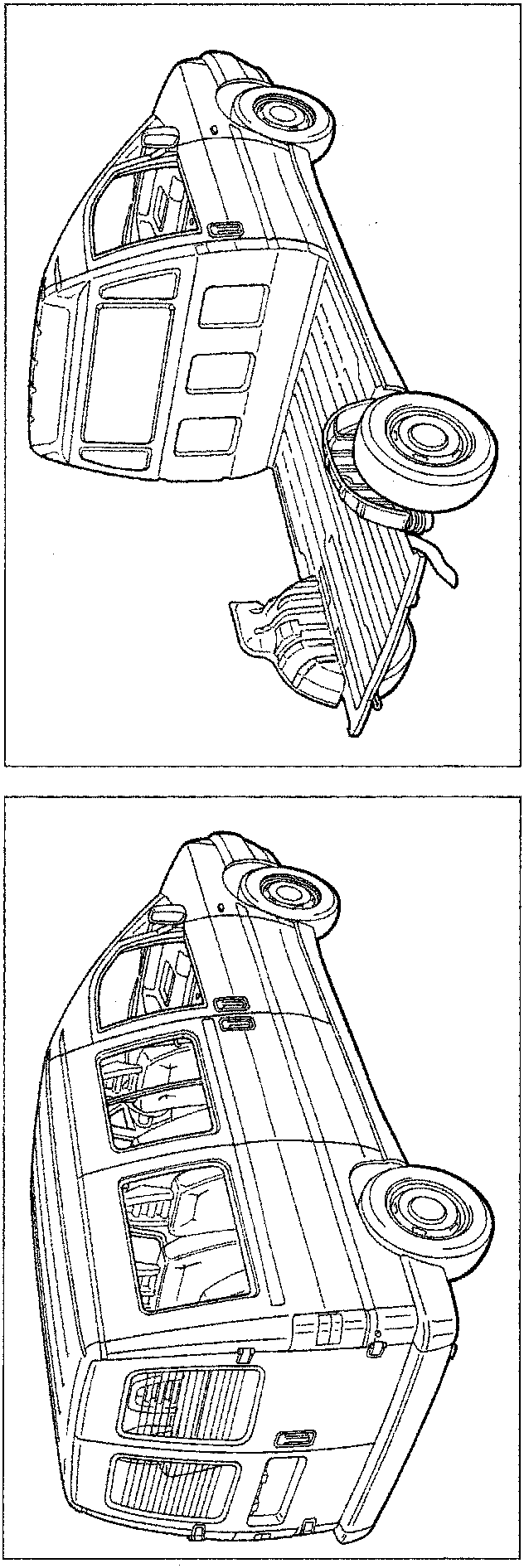 Line drawing of the rear section of the Cruiser version with floor, highlighting the cargo area and wheel arches.