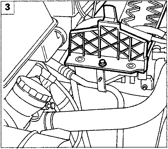 Diagram showing the air conditioning pipe mounting bracket and battery drip tray area