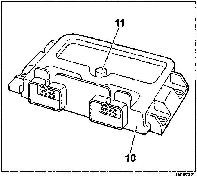 Car engine control module with connectors and mounting point