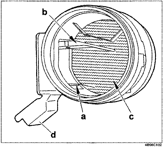 Diagram shows air filter housing assembly with labeled components