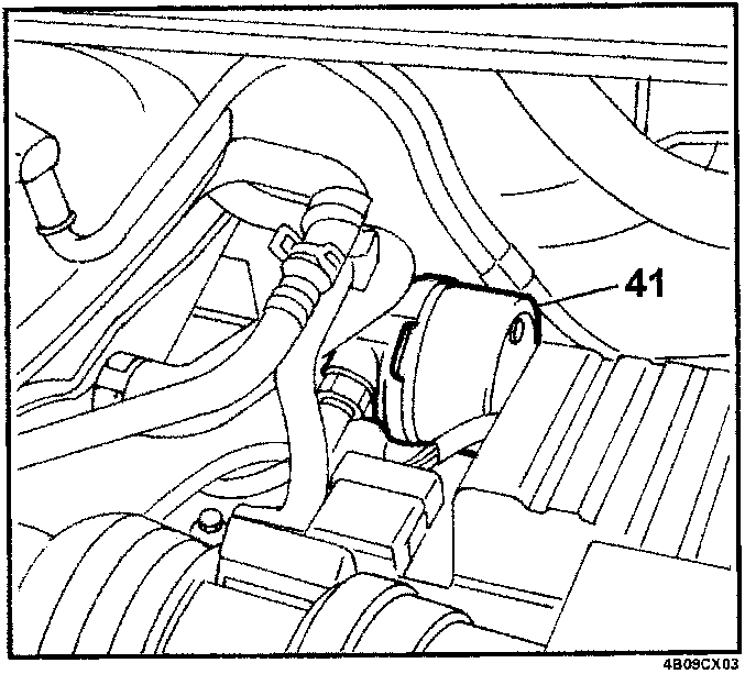 Diagram showing the location of the vacuum pump (41) on the cylinder head.