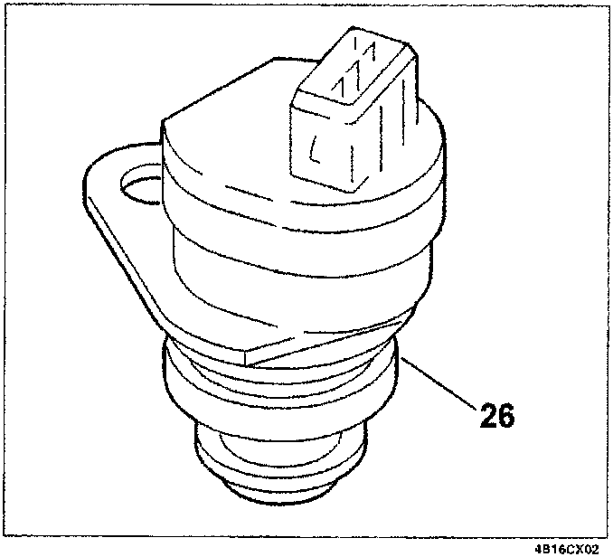 Diagram showing vehicle speed sensor (26) with connector