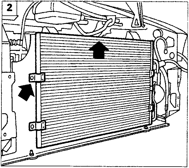 Detail of the air duct release hooks on the side of the condenser assembly