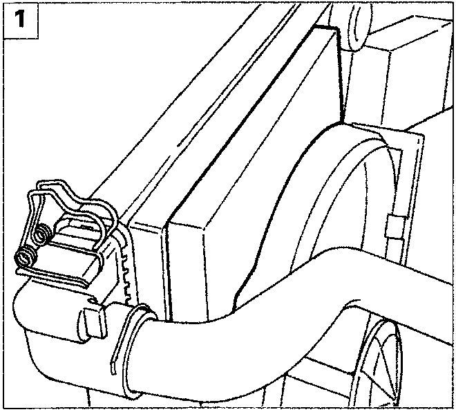 Diagram showing the electrical connectors and wiring harness located near the top of the radiator assembly.