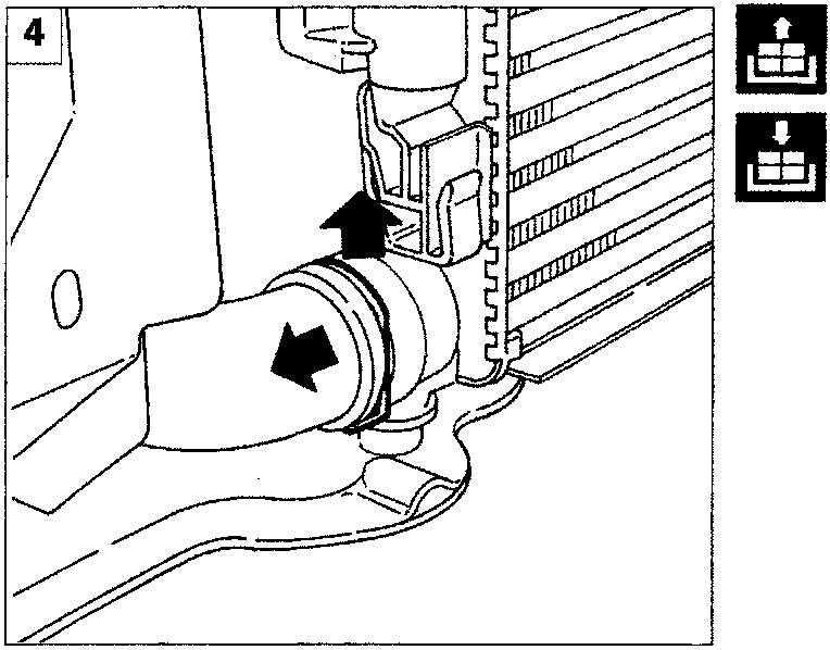 Diagram illustrating the extraction of the retaining ring from the coolant outlet hose housing.