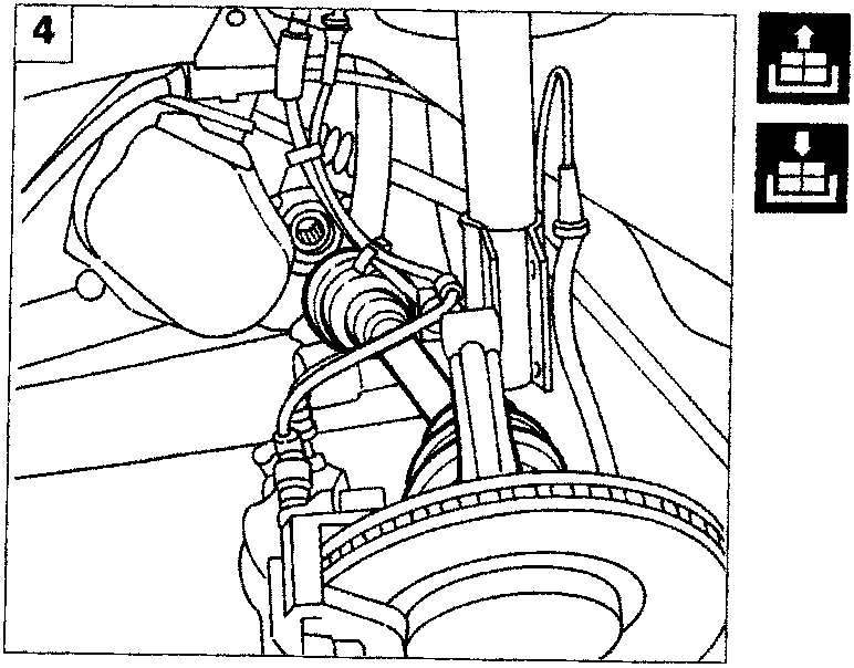 Illustrates brake caliper and hose connection assembly