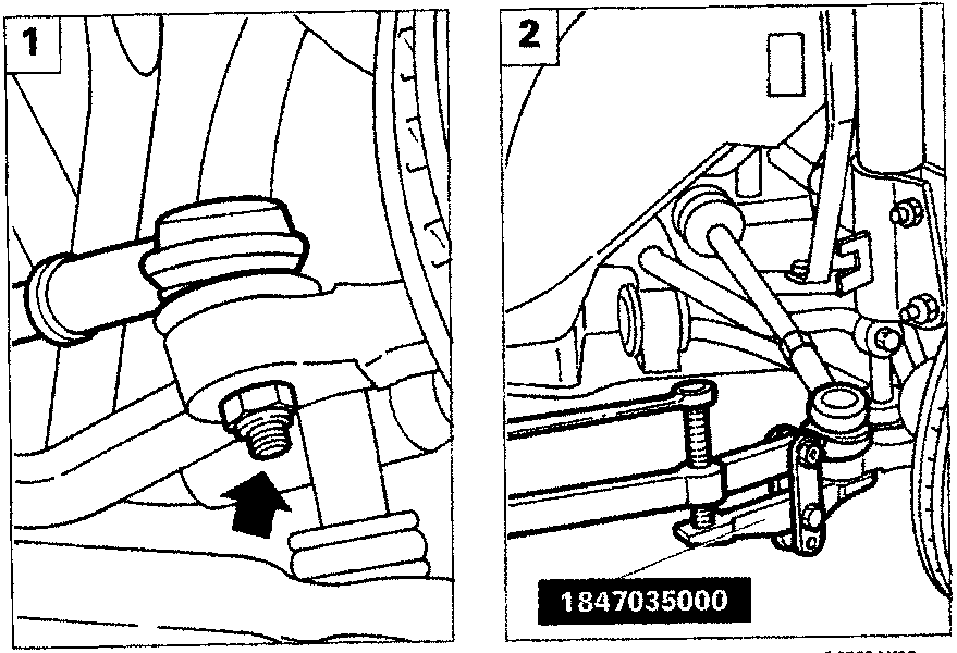 Diagram showing steering rod nut and removal tool 1847035000