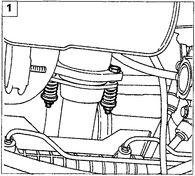 Diagram showing the lower part of the engine and exhaust system connection points
