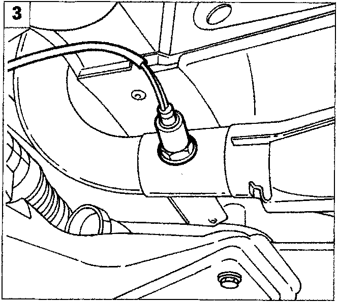 Diagram showing the Lambda sensor cable being released from bands and the sensor itself