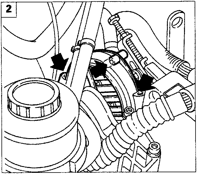 Diagram showing engine wiring and fixing bolts indicated by arrows, caption P4B11AX02
