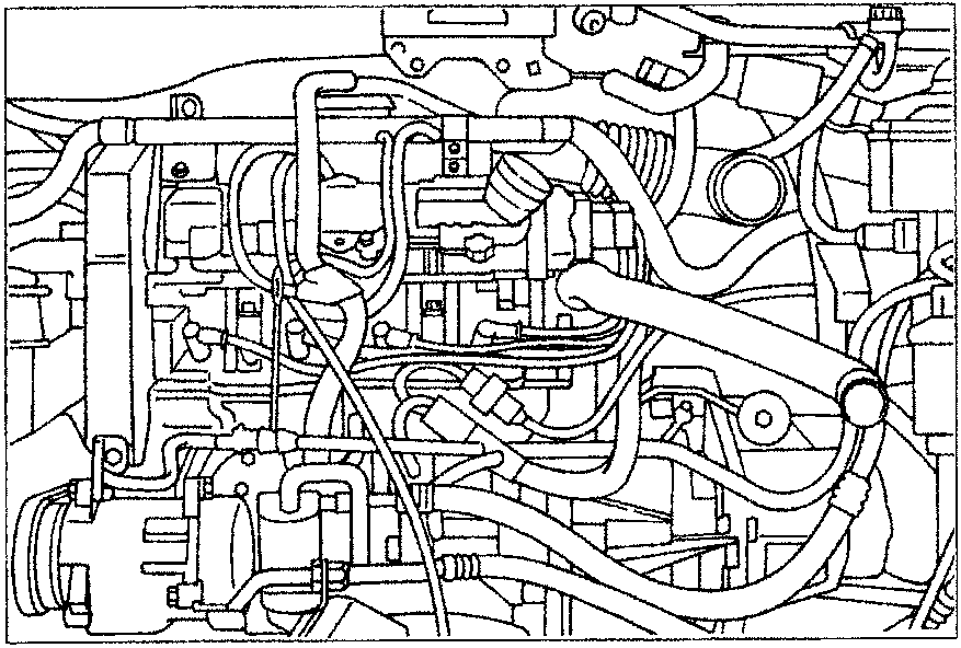 Diagram showing the power steering pump area with arrows indicating bolt locations, caption P4B11AX01