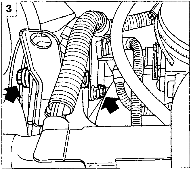 Diagram showing a mechanical linkage or bracket assembly with bolts, caption P4B11AX05