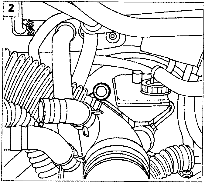 Diagram showing brake servo vacuum pipe and surrounding components in the engine bay