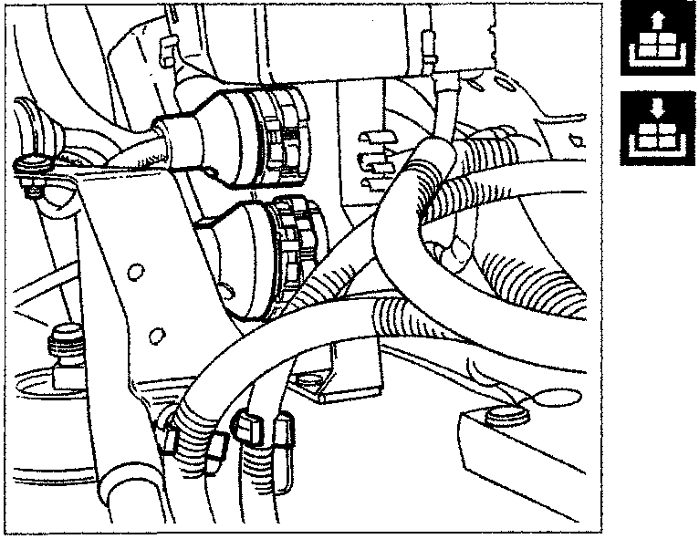 Diagram showing two ring nuts and cables attached to a bracket
