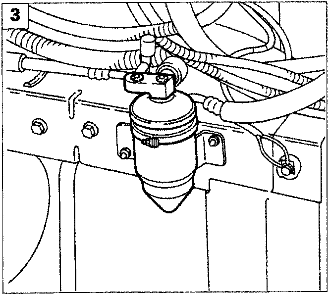 Diagram showing the air conditioning filter being removed from its housing