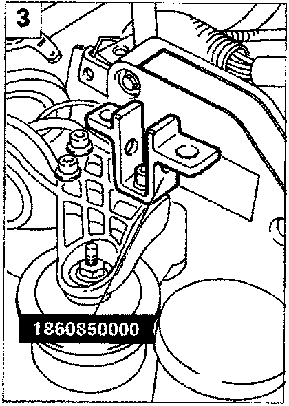 Diagram showing tool 1860850000 fitted to a bracket.