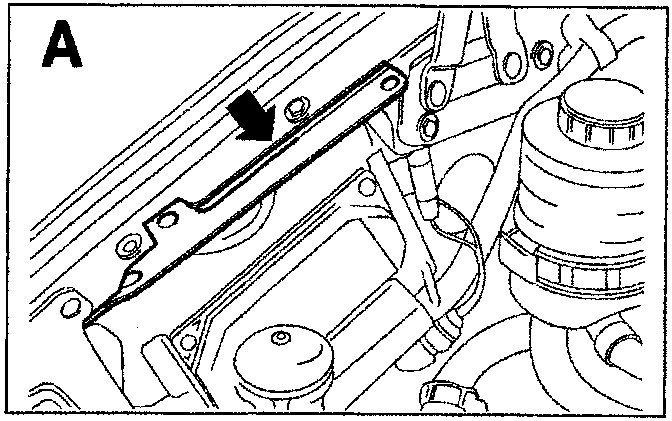Diagram showing the location of the vehicle identification code A stamped on the upper right front wheel arch inner panel.