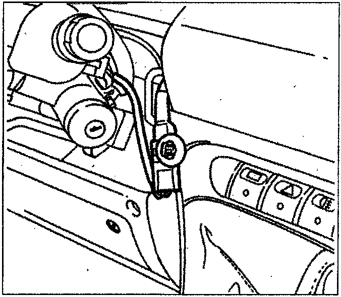 Diagram showing the orange connector of the airbag control unit wiring harness