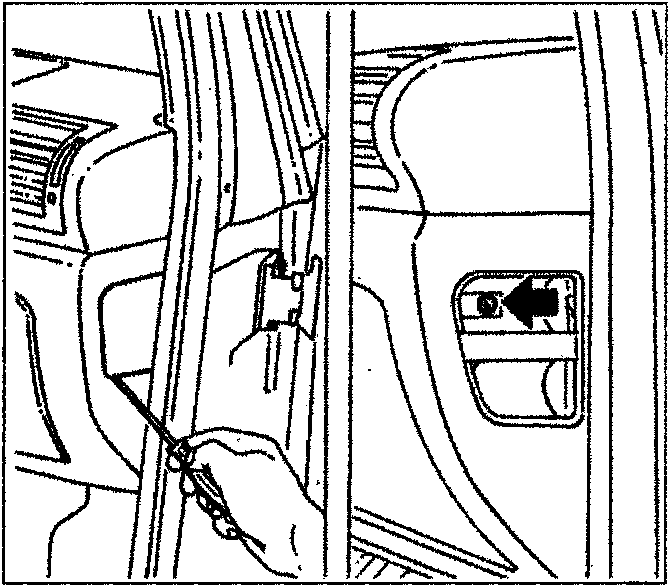 Diagram showing a hand using a tool to remove a trim piece near the steering column and glove compartment hinge area