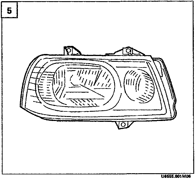 Front headlight assembly removed from the vehicle