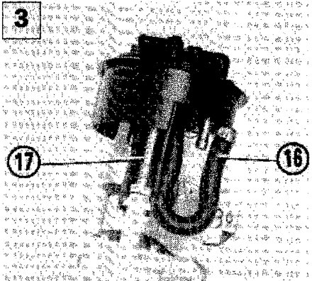 Diagram showing bolt (21) retaining the electric pump and gauze filter (22)