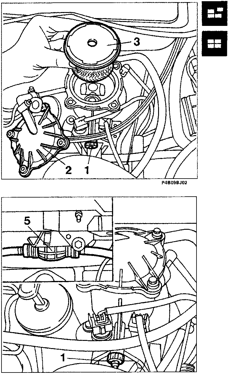 Diagram showing fuel filter assembly with numbered callouts 1, 2, and 3.