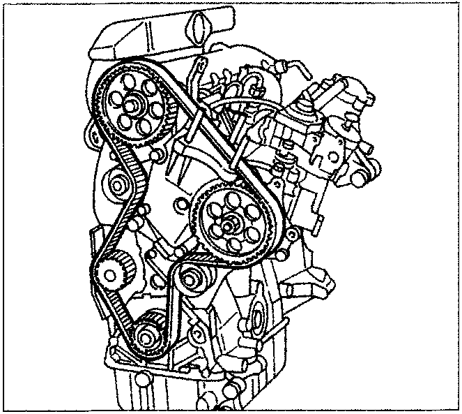 Diagram showing the engine timing belt assembly with code P4B15BJ04