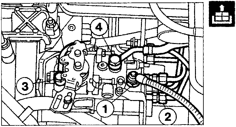 Diagram showing upper timing belt guard (1), accelerator cable (2), and TLA control cable (3) on the injection pump