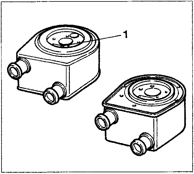 Two views of the Modine heat exchanger unit, with callout number 1 pointing to the pressure relief valve on the top surface.